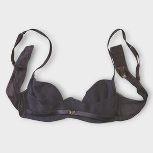 La Perla Elegant Black Underwire Mesh Bra with LP Rhinestones EU 80 USA 36 SILK